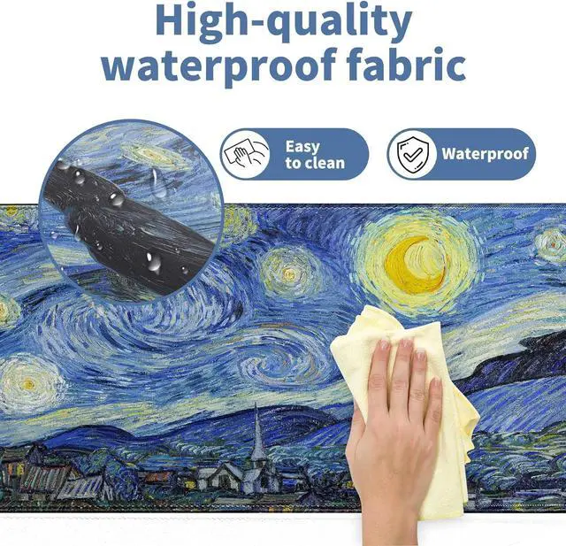 Alt view image 3 of 7 - Starry Night Cat Gaming Mouse Pad Large Desk Mat Extended Keyboard Mouse Pad Anime Mousepad with Non-Slip Base and Stitched Edge Mouse Mat Desk Pad 31.5 x 11.8 Mouse Pads for Desk Home Office Gaming