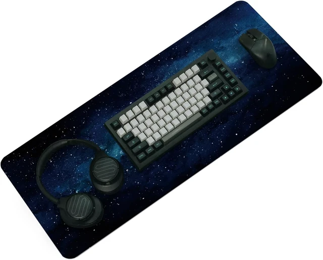 Alt view image 2 of 7 - Large Extended Computer Mouse Pad with Non-Slip Rubber Base Long Gaming Mouse Mat with Stitched Edges XL Anime Mousepad for Laptop 31.5 x 11.8 inch (Watercolor Galaxy)