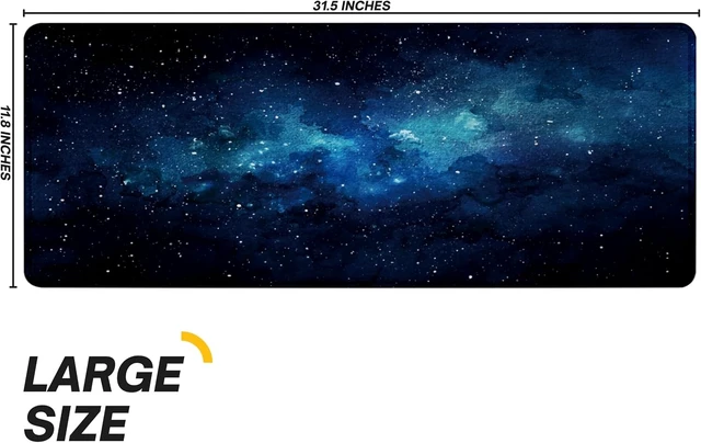 Alt view image 3 of 7 - Large Extended Computer Mouse Pad with Non-Slip Rubber Base Long Gaming Mouse Mat with Stitched Edges XL Anime Mousepad for Laptop 31.5 x 11.8 inch (Watercolor Galaxy)