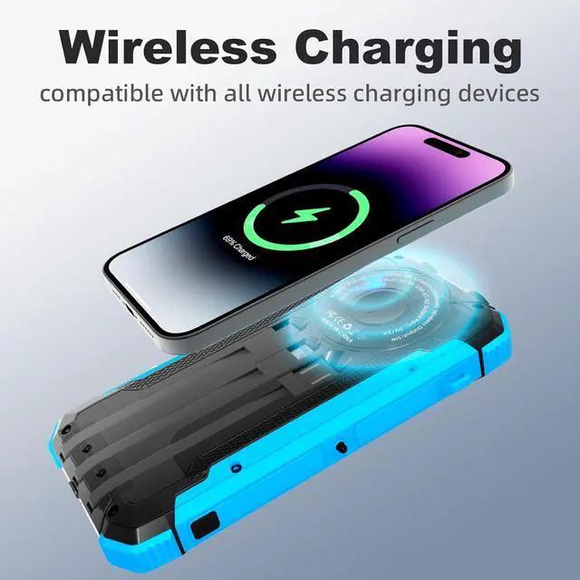 Alt view image 7 of 7 - Solar Power Bank 20000mAh Portable Wireless Charger 15W USB-C Fast Charging External Battery Pack Compatible with iPhone, iPad, Samsung More, Dual LED Flashlights Perfect for Camping, Hiking, Outdoor