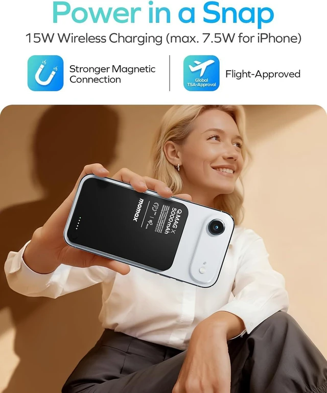 Alt view image 3 of 7 - Magnetic Wireless Power Bank, 5000mAh Slim 0.3" Portable Charger
