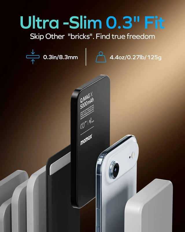 Alt view image 2 of 7 - Magnetic Wireless Power Bank, 5000mAh Slim 0.3" Portable Charger