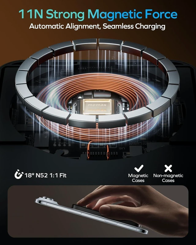 Alt view image 6 of 7 - Magnetic Wireless Power Bank, 5000mAh Slim 0.3" Portable Charger