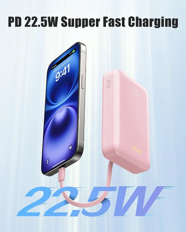 Alt view image 2 of 6 - Portable Charger 20000mAh 22.5W Power Bank Fast Charging High Capacity Cell Phone Portable Power Banks with for iPhone Android etc Travel Essential (Pink)