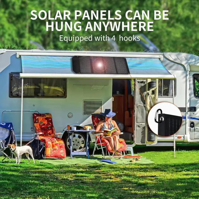 Alt view image 6 of 7 - 60W Portable Solar Panel,60 Watt Foldable Solar Panels Chargers with QC3.0 USB-A USB-C DC5521,IP67 Waterproof Power Emergency for Small Power Station Camping Hiking Outdoor