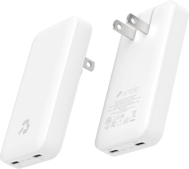 Main image of 65W Ultra Flat Wall Charger with Dual USB-C Slim Fast Travel Power Adapter for MacBook, iPhone 17/16/15/14/13 Pro Max, Samsung Galaxy, Pixel, Laptops, Kindle, iPad, AirPods & Tablets