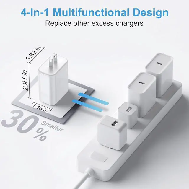 Alt view image 3 of 6 - USB C Charger Block 40W USB C Charger Cube 3 Pack Type C Chargers Block Fast Charging Plug Dual Port PD+QC Charging Cube for iPhone 16 15 14 13 12 11 Pro Max XS iPad Phone Tablet