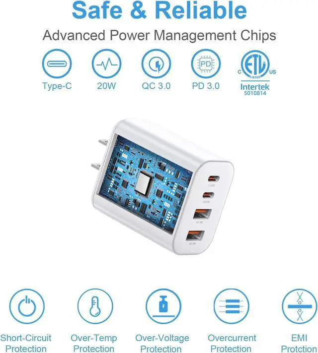 Alt view image 4 of 6 - USB C Charger Block 40W USB C Charger Cube 3 Pack Type C Chargers Block Fast Charging Plug Dual Port PD+QC Charging Cube for iPhone 16 15 14 13 12 11 Pro Max XS iPad Phone Tablet