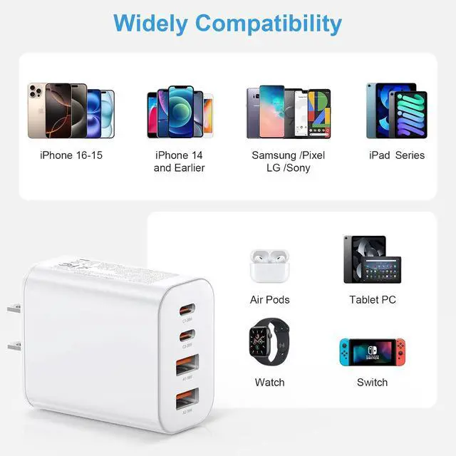 Alt view image 5 of 6 - USB C Charger Block 40W USB C Charger Cube 3 Pack Type C Chargers Block Fast Charging Plug Dual Port PD+QC Charging Cube for iPhone 16 15 14 13 12 11 Pro Max XS iPad Phone Tablet