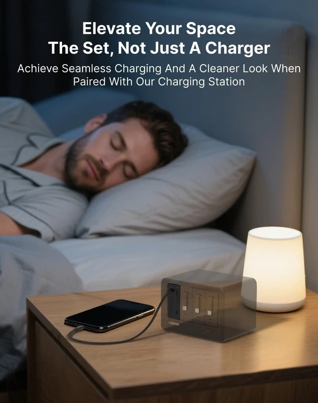 Alt view image 2 of 7 - 65W GaN Retractable USB Laptop Charger 33.5in Type-C Cable 2 UsbC