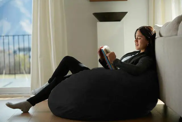 Alt view image 4 of 4 - Sofa Sack Bean Bag Chair - Plush, Ultra Soft - Memory Foam Bean Bag Chair with Microsuede Cover - Stuffed Foam Filled Furniture and Accessories for Dorm Room 3 Feet - Black