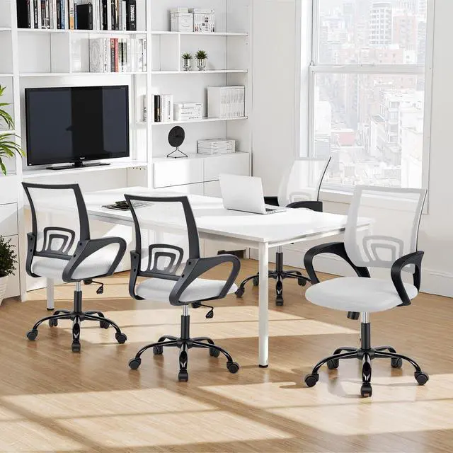 Alt view image 2 of 7 - BestOffice Office Chair Ergonomic Desk Chair Mesh Computer Chair Lumbar Support Modern Executive Adjustable Stool Rolling Swivel Chair for Back Pain,White