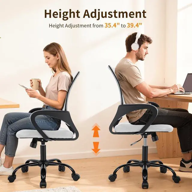 Alt view image 4 of 7 - BestOffice Office Chair Ergonomic Desk Chair Mesh Computer Chair Lumbar Support Modern Executive Adjustable Stool Rolling Swivel Chair for Back Pain,White
