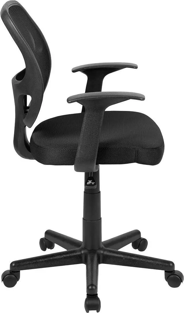 Alt view image 6 of 7 - Flash Furniture Mid-Back Mesh Executive Office Chair, with Arms, Black | 360° Swivel, Height Adjustable, Commercial Grade