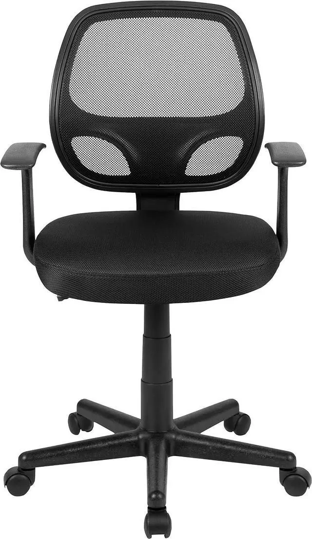 Alt view image 7 of 7 - Flash Furniture Mid-Back Mesh Executive Office Chair, with Arms, Black | 360° Swivel, Height Adjustable, Commercial Grade