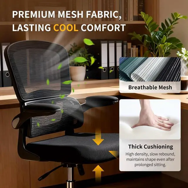 Alt view image 6 of 7 - Logicfox Ergonomic Office Chair, Mesh Desk Chair with Flip-Up Arms for Home