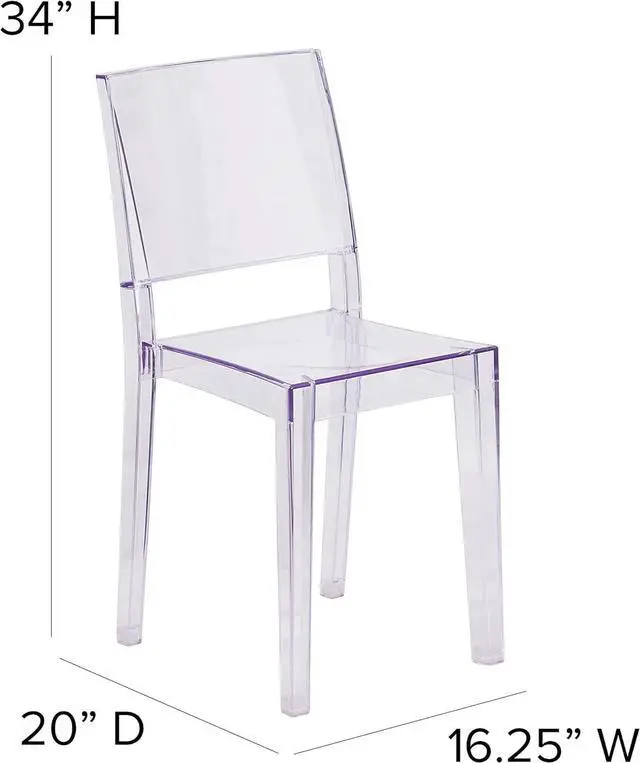 Alt view image 3 of 7 - Flash Furniture Stackable Side Chair, Transparent | Durable Construction, Commercial Use