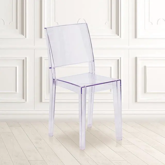 Alt view image 2 of 7 - Flash Furniture Stackable Side Chair, Transparent | Durable Construction, Commercial Use