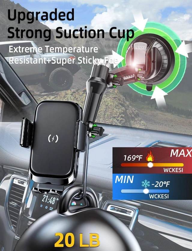 Alt view image 5 of 6 - Wireless Car Charger Phone Mount Holder for Truck, 11-Inch Long Arm