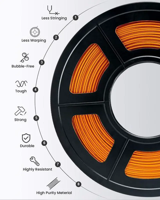 Alt view image 2 of 7 - COLIDO ABS Filament 1.75mm,High Abrasion and Heat Resistance,no Clogging,Neat Winding,3D Printer Filament 1kg Spool (2.2lbs),Dimensional Accuracy +/- 0.02mm, Suitable for Most 3D Printers.(1-Orange