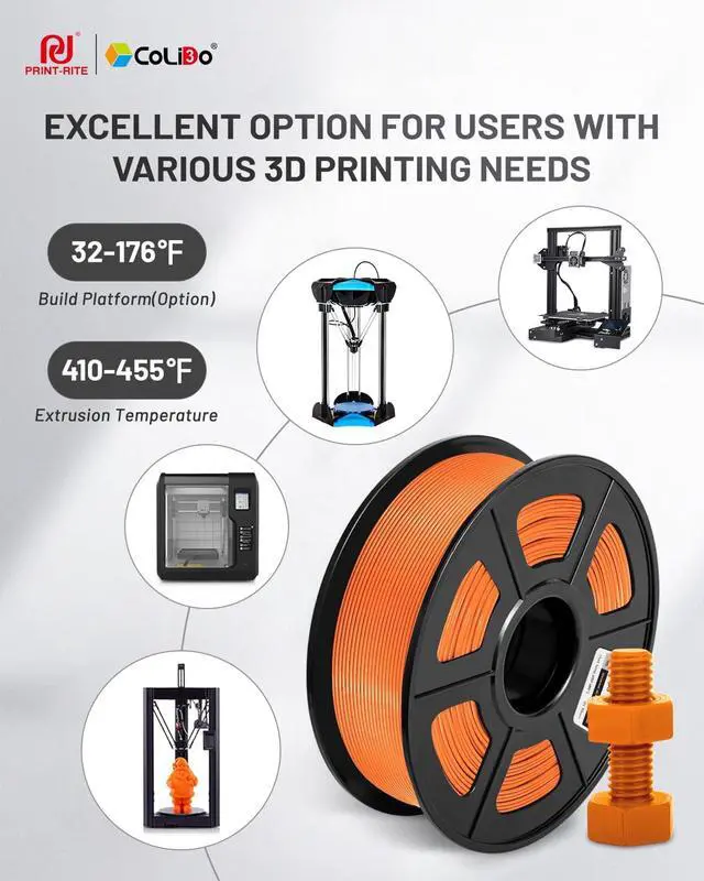 Alt view image 4 of 7 - COLIDO ABS Filament 1.75mm,High Abrasion and Heat Resistance,no Clogging,Neat Winding,3D Printer Filament 1kg Spool (2.2lbs),Dimensional Accuracy +/- 0.02mm, Suitable for Most 3D Printers.(1-Orange