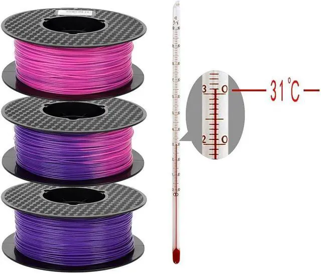 Alt view image 4 of 7 - CC3D Color Change PLA Filament Purple Blue to Pink PLA Filament 1.75 mm 1KG 3D Printer Filament 2.2LBS Spool Heat Temp Color Changing Filament with Temperature PLA