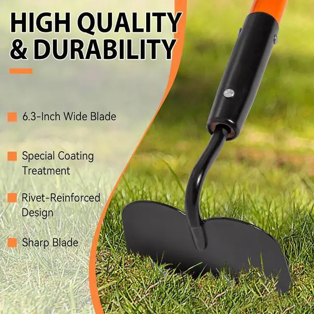 Alt view image 2 of 7 - Nohovu Garden Hoe Tool, 58 Inches Hoe Garden Tool with Fiberglass Long Handle, Heavy Duty Garden Hoe for Weeding
