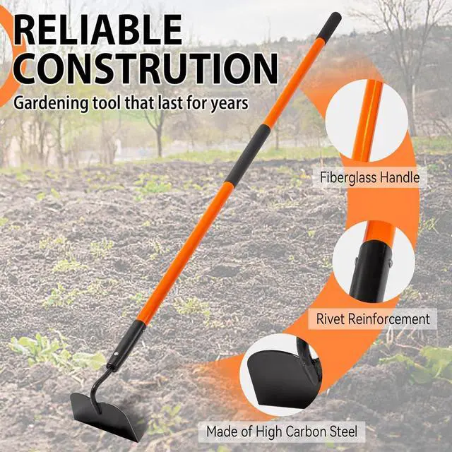 Alt view image 5 of 7 - Nohovu Garden Hoe Tool, 58 Inches Hoe Garden Tool with Fiberglass Long Handle, Heavy Duty Garden Hoe for Weeding