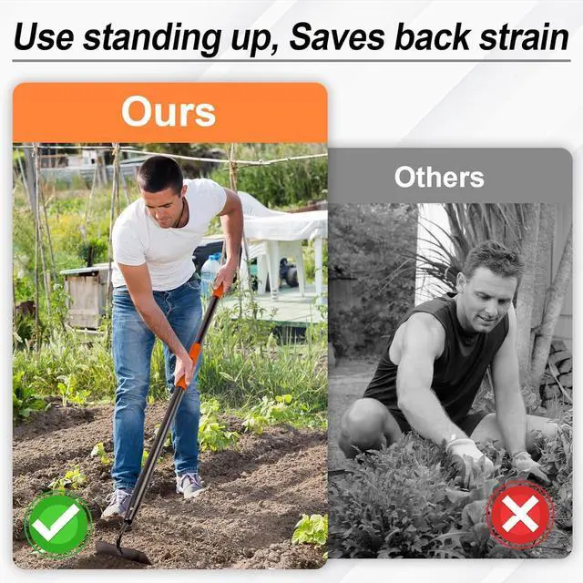 Alt view image 6 of 7 - Hoe Garden Tool, Heavy Duty Garden Hoe for Weeding, Metal Garden Hoe with Long Handle, 58 Inches