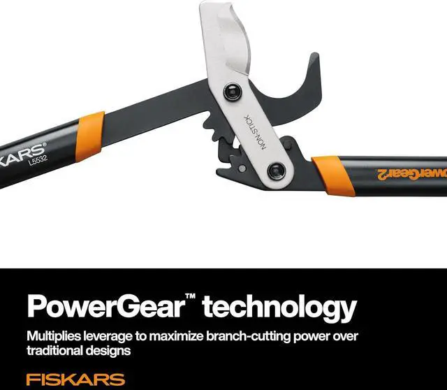 Alt view image 3 of 7 - Fiskars 32-Inch Loppers for Tree Trimming, Heavy Duty, Low-Friction Sharp Steel Blade, Branch Cutter up to 2-Inch Diameter Cut Capacity, PowerGear2 Technology that Multiplies Power for Less Effort