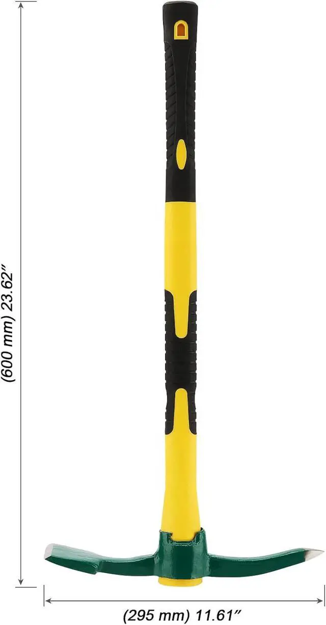 Alt view image 2 of 7 - MOUYAT 24 Inch Large Pick Mattock Hoe, Garden Pick Axe Forged Steel Weeding Mattock Hoe Tool with Fiberglass Handle for Loosening Soil, Prospecting, Cultivating