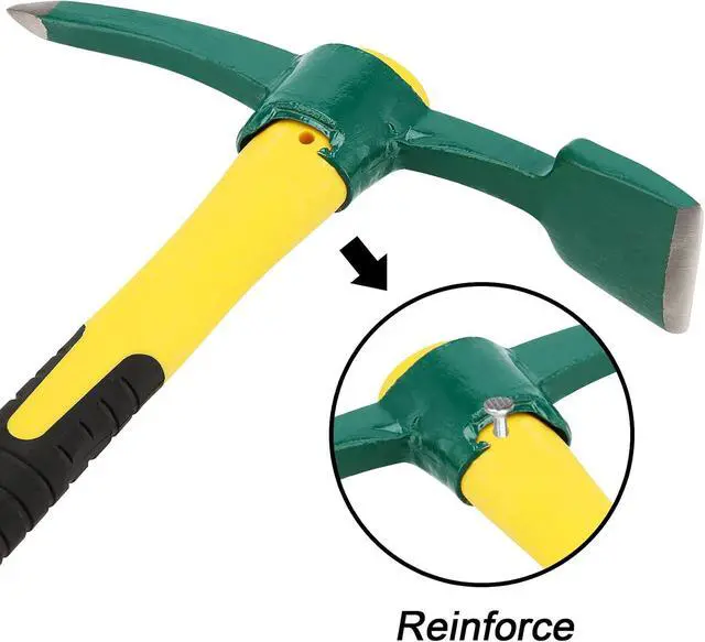 Alt view image 3 of 7 - MOUYAT 24 Inch Large Pick Mattock Hoe, Garden Pick Axe Forged Steel Weeding Mattock Hoe Tool with Fiberglass Handle for Loosening Soil, Prospecting, Cultivating