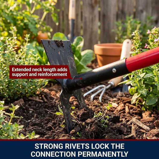 Alt view image 6 of 7 - Bully Tools 12-Gauge Two-Prong Weeding Hoe | Heavy Duty Garden Hoe for Weeding, Cultivation and Turning Soil | 58" Fiberglass Long Handle, Garden Tools 100% Made in USA