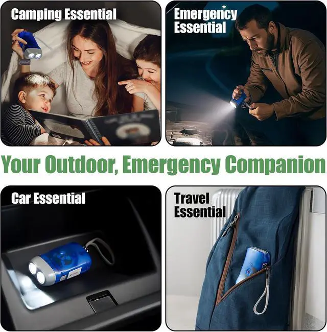 Alt view image 6 of 7 - Evelots Hand Crank Emergency Flashlight 12-Pack - Rechargeable Crank Light, Double LED Hand Press Flashlight for Camping, Car, Hiking, Outdoor Sports & Power Outages