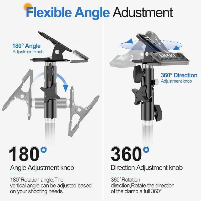 Alt view image 5 of 7 - EMART Photography Reflector Holder, Photo Video Studio 5/8" Heavy Duty Metal Clamp Attachment, Light Stand Clip Mount with Umbrella Hole for Backdrop, Diffuser, Lighting -2 Pack