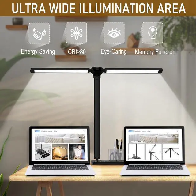 Alt view image 3 of 7 - Dimmable LED Desk Lamp with USB Charging Port, 50 Lighting Modes Dual Swing Arm Architect Table Lamp Light Desk Lamp for Home Office Dorm Piano Nail
