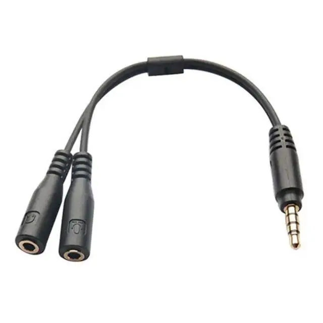 Alt view image 6 of 10 - Size 3.5mm Stereo Audio Male To 2 Female Earphone Mic TRRS Y Splitter Cable Adapter Cable Wire