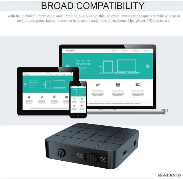 Alt view image 5 of 7 - BUCIER 2-in-1 Bluetooth 5.0 Wireless Audio Aux 3.5mm Adapter Transmitter and Receiver