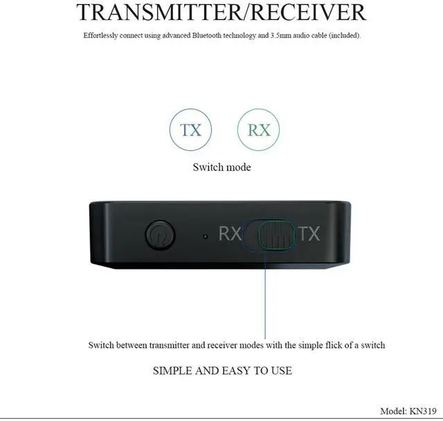 Alt view image 2 of 7 - BUCIER 2-in-1 Bluetooth 5.0 Wireless Audio Aux 3.5mm Adapter Transmitter and Receiver