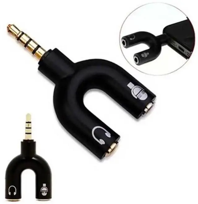 Alt view image 6 of 10 - 1PC U Type Adapter Dual 3.5 MM Headphone Plug Audio Cables Splitter Microphone 2 in 1 Swivel Connector Jack Plug Adapter