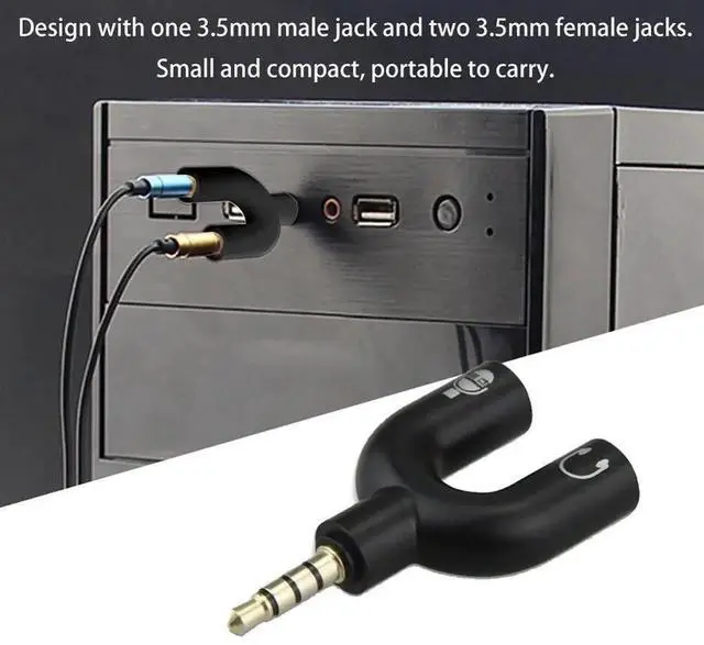 Alt view image 7 of 10 - 1PC U Type Adapter Dual 3.5 MM Headphone Plug Audio Cables Splitter Microphone 2 in 1 Swivel Connector Jack Plug Adapter