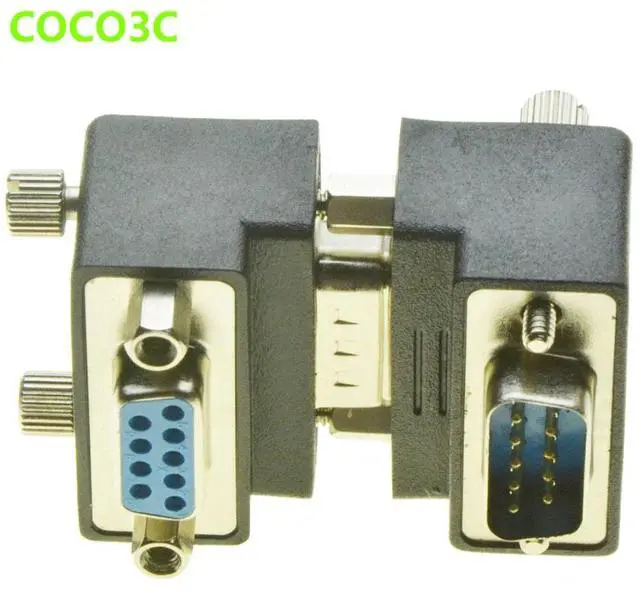 Alt view image 3 of 4 - BUCIER Right Angle DB9 Adapter 9PIN RS232 Male to Female Extension Cable with screws pannel 90 Degree Connector