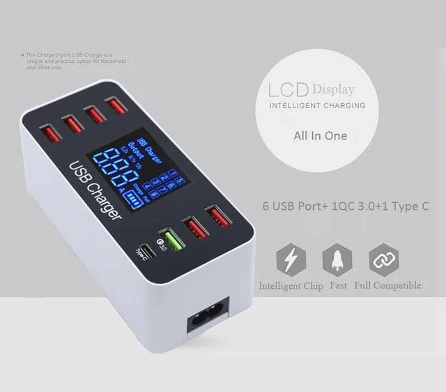 Alt view image 7 of 10 - 8 Port Multi Fast Usb Charger Quick Charge 3.0 Multiple Usb Phone Charging Station Universal Usb Hub Charger Qc 3.0 Led Displa