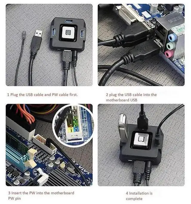 Alt view image 8 of 10 - Desktop PC Computer Case Power Supply on/off Reset HDD Push Button Switch Household Office Hotel Extension r57