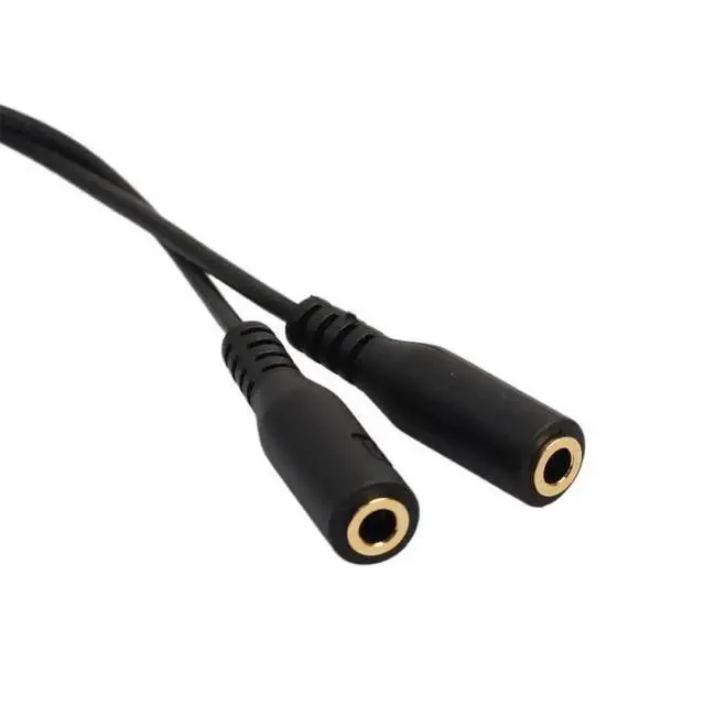 Alt view image 10 of 10 - Size 3.5mm Stereo Audio Male To 2 Female Earphone Mic TRRS Y Splitter Cable Adapter Cable Wire
