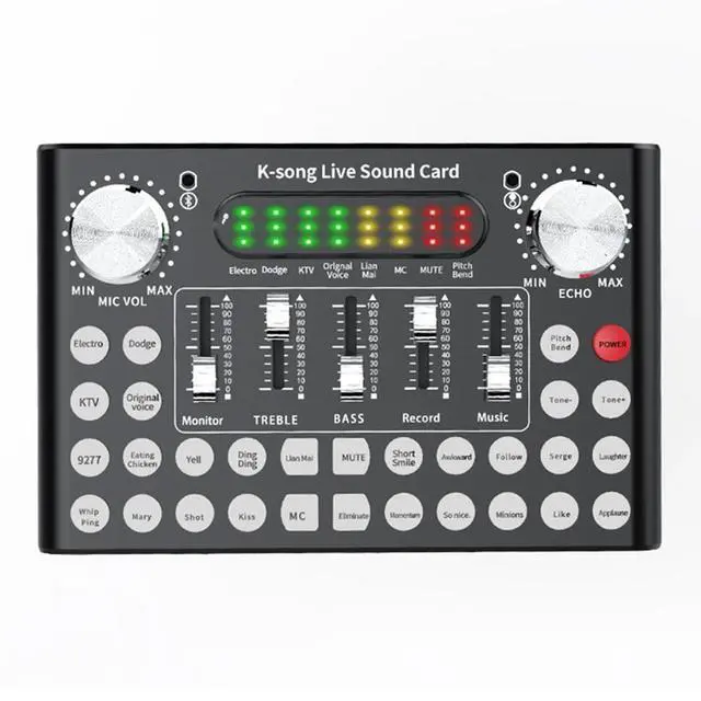 Alt view image 11 of 17 - Usb Sound Card 12 Sound Pattern Audio Microphone Webcast Live External Usb Sound Card Bluetooth Function Audio Interface