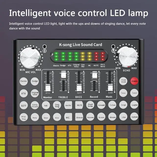 Alt view image 14 of 17 - Usb Sound Card 12 Sound Pattern Audio Microphone Webcast Live External Usb Sound Card Bluetooth Function Audio Interface