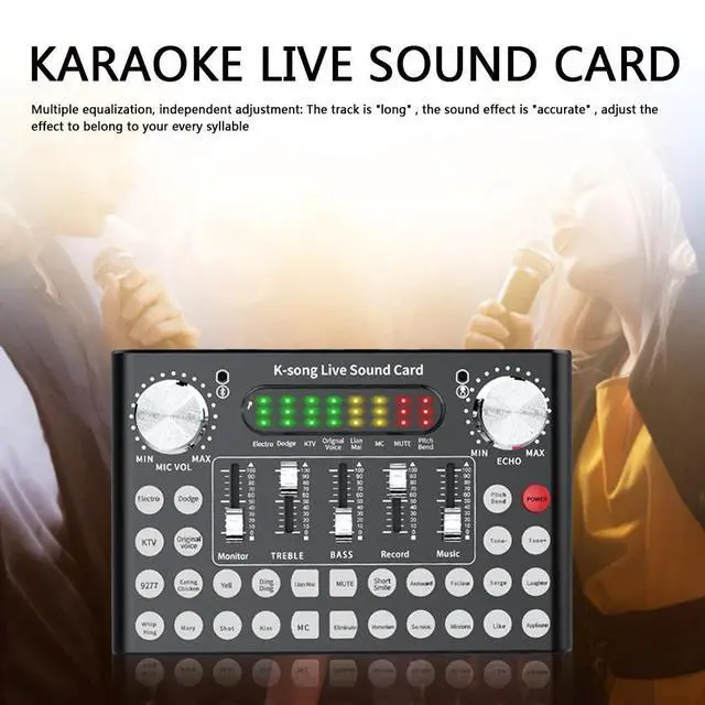 Alt view image 15 of 17 - Usb Sound Card 12 Sound Pattern Audio Microphone Webcast Live External Usb Sound Card Bluetooth Function Audio Interface