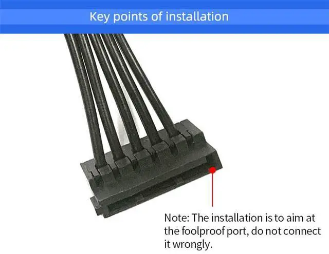 Alt view image 14 of 14 - 2pcs/lot SATA Power 4 Pin 1 Male To 5 Female Splitter Hard Drive Cable for HDD SSD