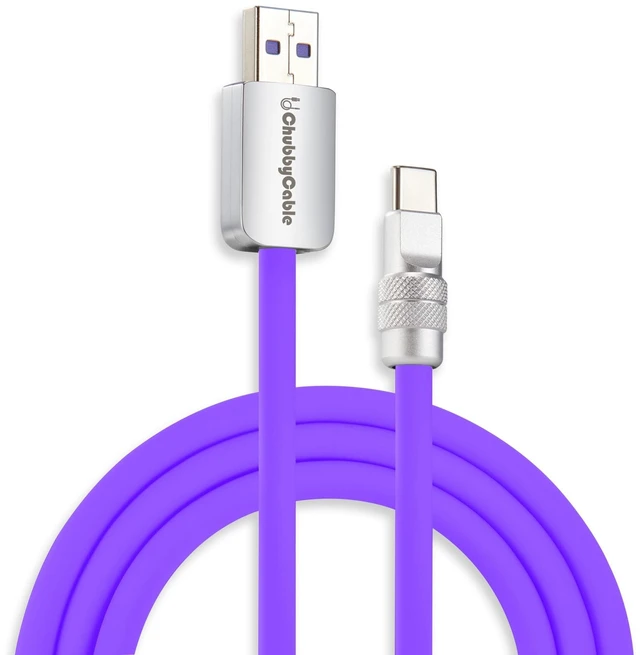 Main image of chubbycable USB A to C 120W Silicone Fast Charging Cable, Violet, 16.4FT